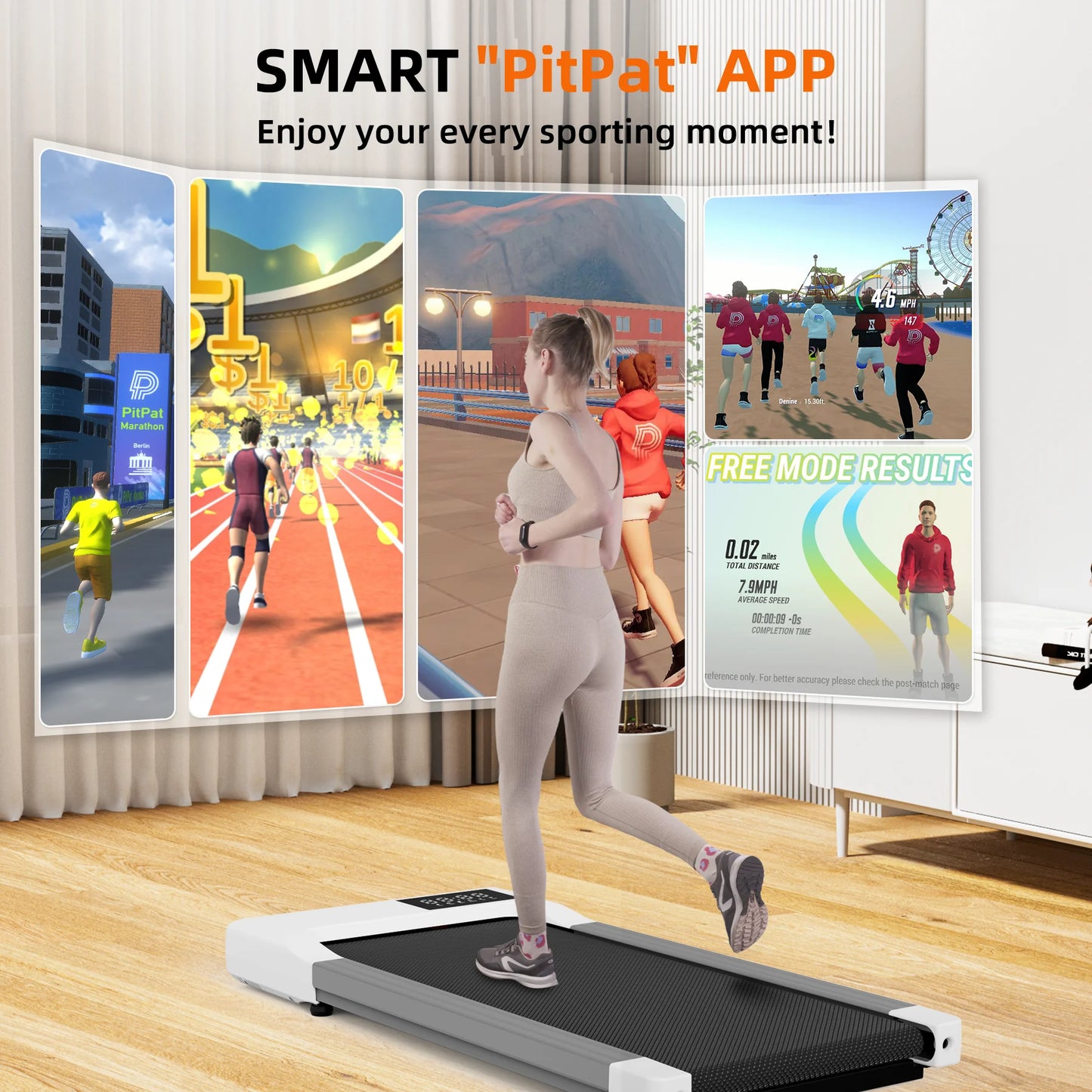 Walking Pad 300Lb,Under Desk Treadmillwith Remote Control ,2 in 1 Portable Walking Pad Treadmill for Home/Office/Exercise/Fitness Workout(White)